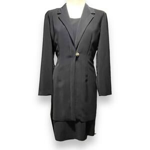Virgo Dress with attached Notched Lapel Jacket Black 14